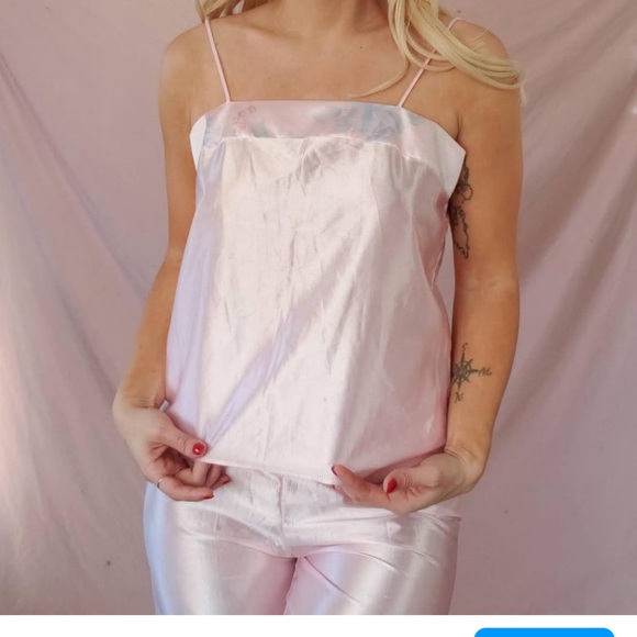 Vintage pale pink satin sleep set - Picture 2 of 3